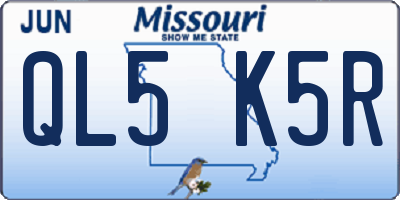 MO license plate QL5K5R