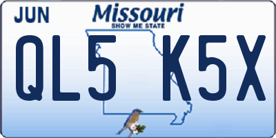 MO license plate QL5K5X
