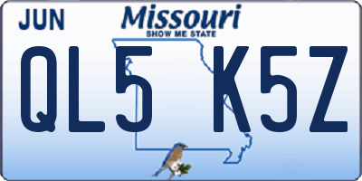 MO license plate QL5K5Z
