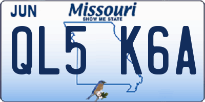 MO license plate QL5K6A