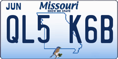 MO license plate QL5K6B