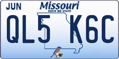 MO license plate QL5K6C