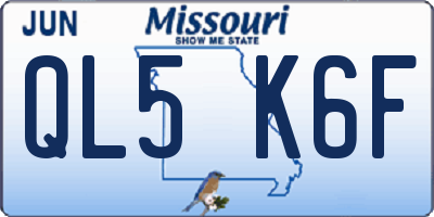MO license plate QL5K6F