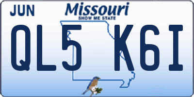 MO license plate QL5K6I