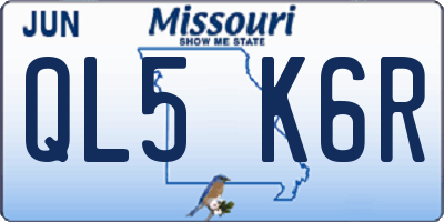 MO license plate QL5K6R
