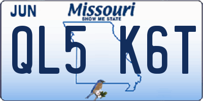 MO license plate QL5K6T