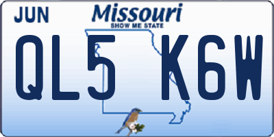 MO license plate QL5K6W