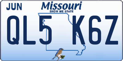 MO license plate QL5K6Z