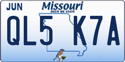 MO license plate QL5K7A