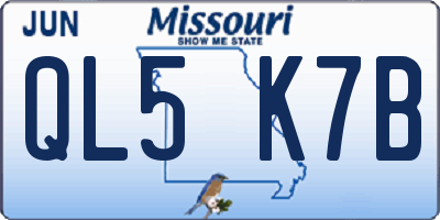 MO license plate QL5K7B
