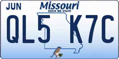 MO license plate QL5K7C