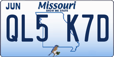 MO license plate QL5K7D