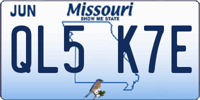 MO license plate QL5K7E