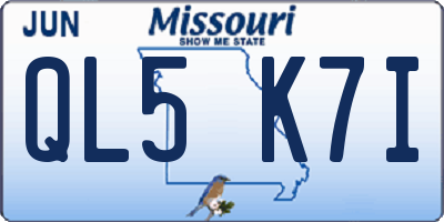MO license plate QL5K7I