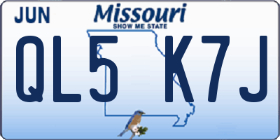 MO license plate QL5K7J