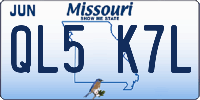 MO license plate QL5K7L