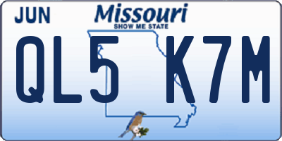 MO license plate QL5K7M