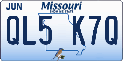 MO license plate QL5K7Q