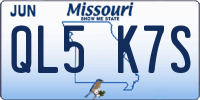 MO license plate QL5K7S