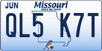MO license plate QL5K7T