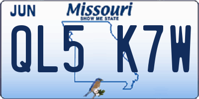 MO license plate QL5K7W