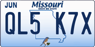 MO license plate QL5K7X