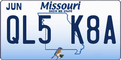 MO license plate QL5K8A