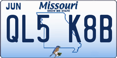 MO license plate QL5K8B