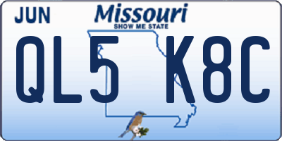 MO license plate QL5K8C