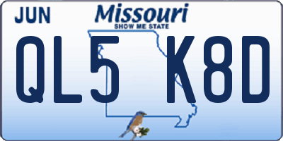 MO license plate QL5K8D