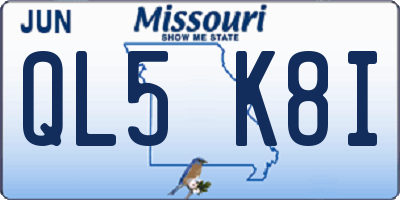 MO license plate QL5K8I