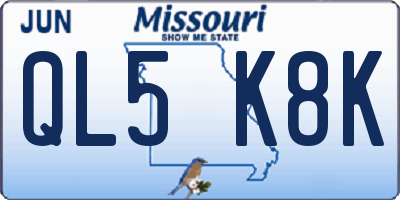 MO license plate QL5K8K
