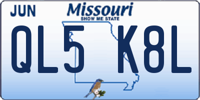 MO license plate QL5K8L