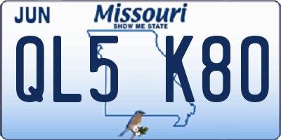 MO license plate QL5K8O
