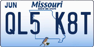 MO license plate QL5K8T