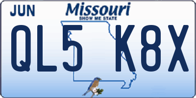 MO license plate QL5K8X