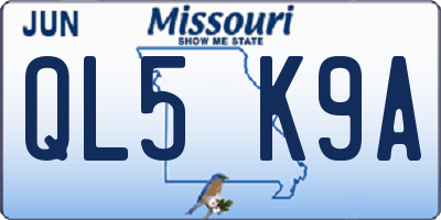 MO license plate QL5K9A