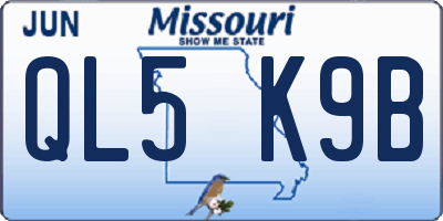 MO license plate QL5K9B