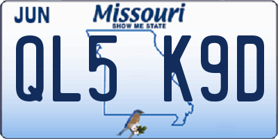 MO license plate QL5K9D