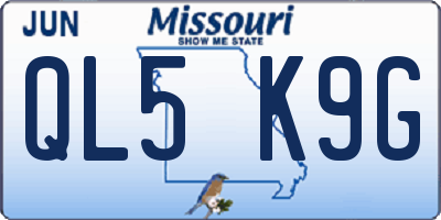 MO license plate QL5K9G