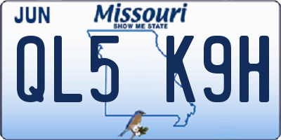 MO license plate QL5K9H