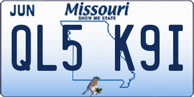 MO license plate QL5K9I