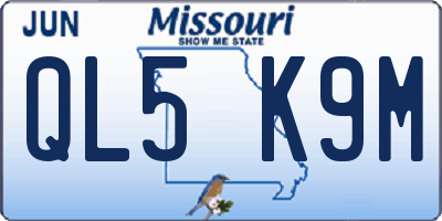 MO license plate QL5K9M