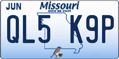MO license plate QL5K9P