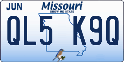 MO license plate QL5K9Q