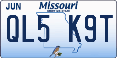 MO license plate QL5K9T
