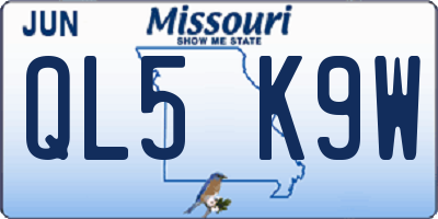 MO license plate QL5K9W