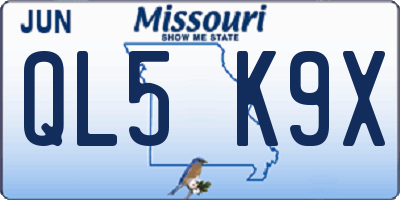 MO license plate QL5K9X