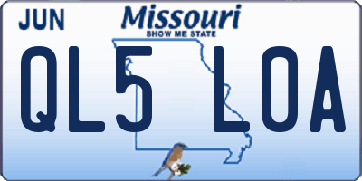 MO license plate QL5L0A