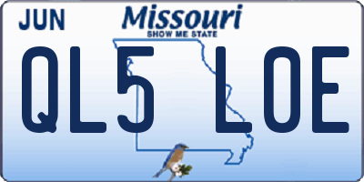 MO license plate QL5L0E